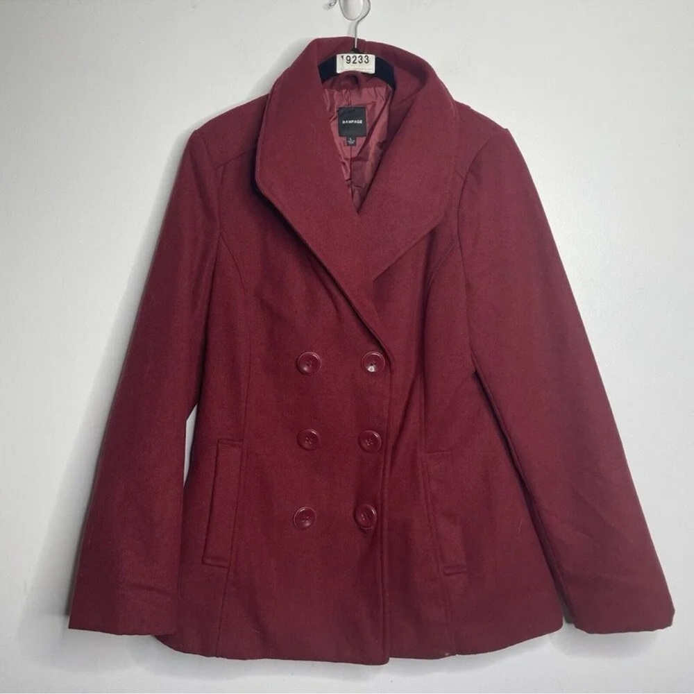 Rampage Women’s Red Double Breasted Lined Pea Coat Size medium